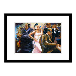 "Legends of Jazz" (Fine Art Print): Adam Stone Art - Framed (Black)