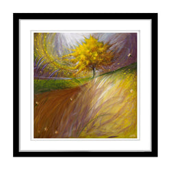 "My Neighbor's Exploading Yellow Tree" (Fine Art Print): Adam Stone Art - Framed (Black)
